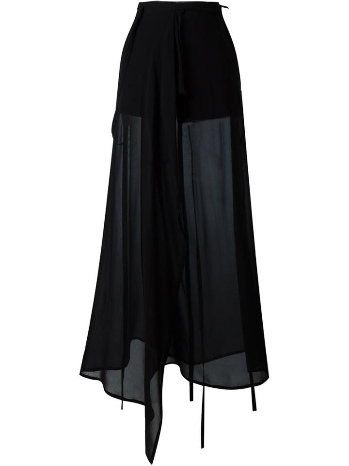 Ann Demeulemeester Sheer Wide Leg Trousers, Women's, Size: 40, Black, Viscose/silk