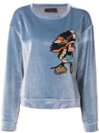 Lédition Beaded Mickey Velvet Sweatshirt - Blue