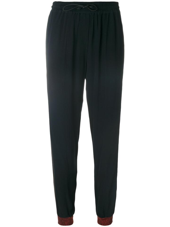 Zoe Karssen Drawstring Shimmer Cuff Track Pants - Black