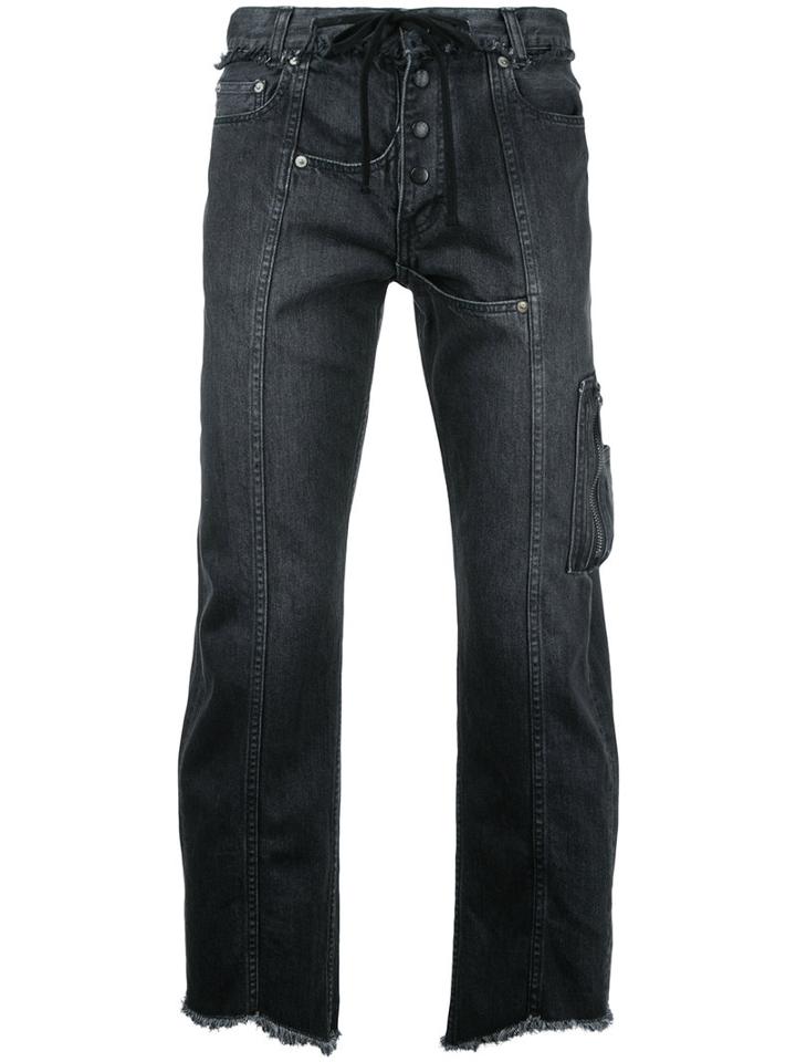 Christian Dada - Raw Hem Cropped Jeans - Men - Cotton/polyurethane - 48, Black, Cotton/polyurethane
