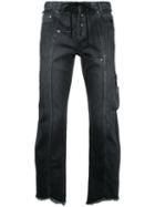 Christian Dada - Raw Hem Cropped Jeans - Men - Cotton/polyurethane - 48, Black, Cotton/polyurethane