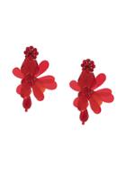 Simone Rocha Large Flower Earrings - Red