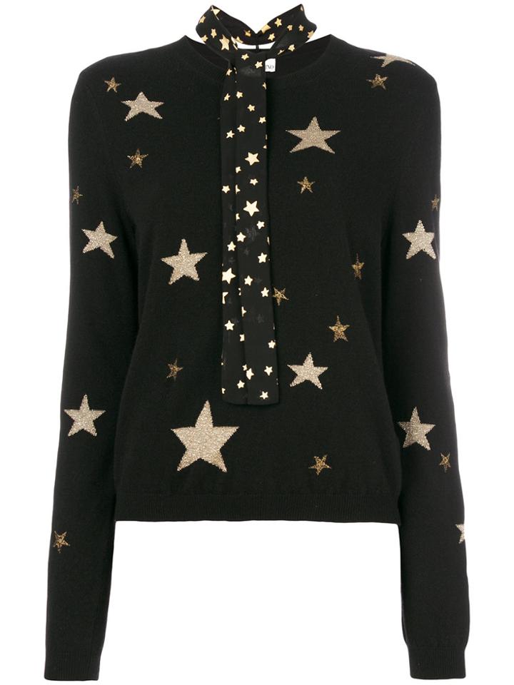 Red Valentino Star Neck-tie Jumper - Black