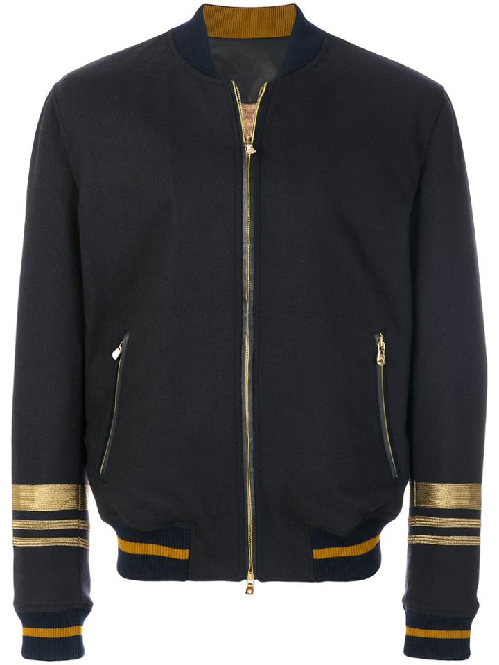Dolce & Gabbana Metallic Stripped Bomber - Blue