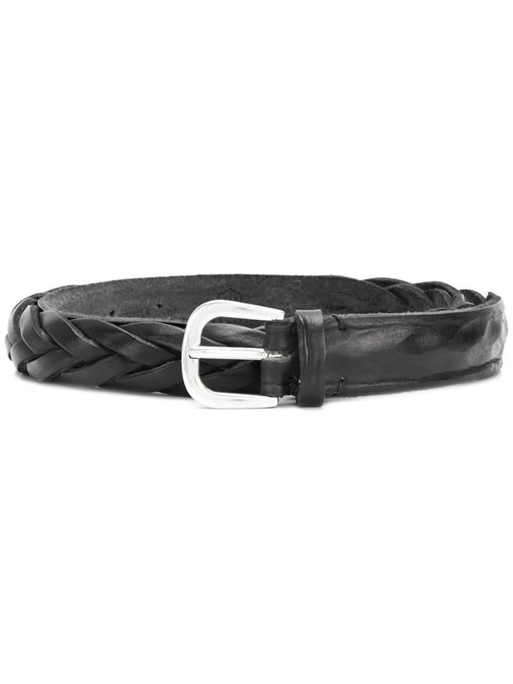 Italian Belts Woven Detail Belt - Black