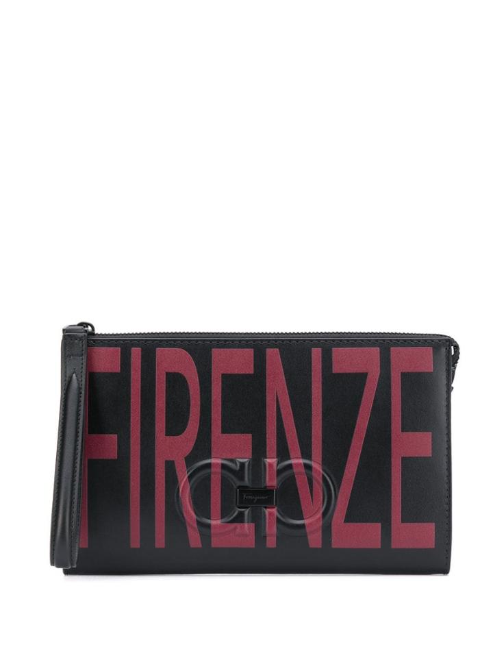 Salvatore Ferragamo Firenze Print Clutch - Black