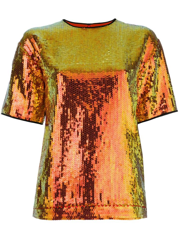 Victoria Victoria Beckham Sequin T-shirt - Yellow & Orange