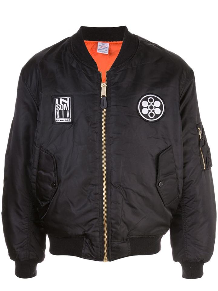 Yang Li Embroidered Patch Bomber Jacket - Black