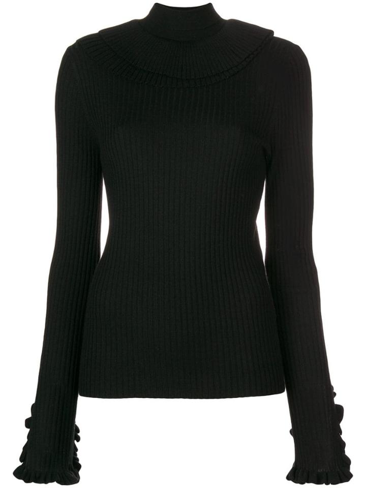 Chloé Turtle Neck Ruffle Sweater - Black