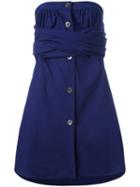 Romeo Gigli Vintage Strapless Wrap Dress, Women's, Size: 44, Blue