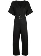 Proenza Schouler Pswl Washed Linen Short Sleeve Jumpsuit - Black