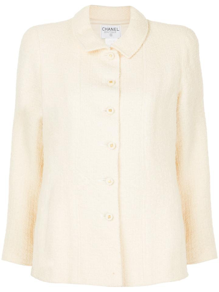 Chanel Vintage Tweed Fitted Jacket - White