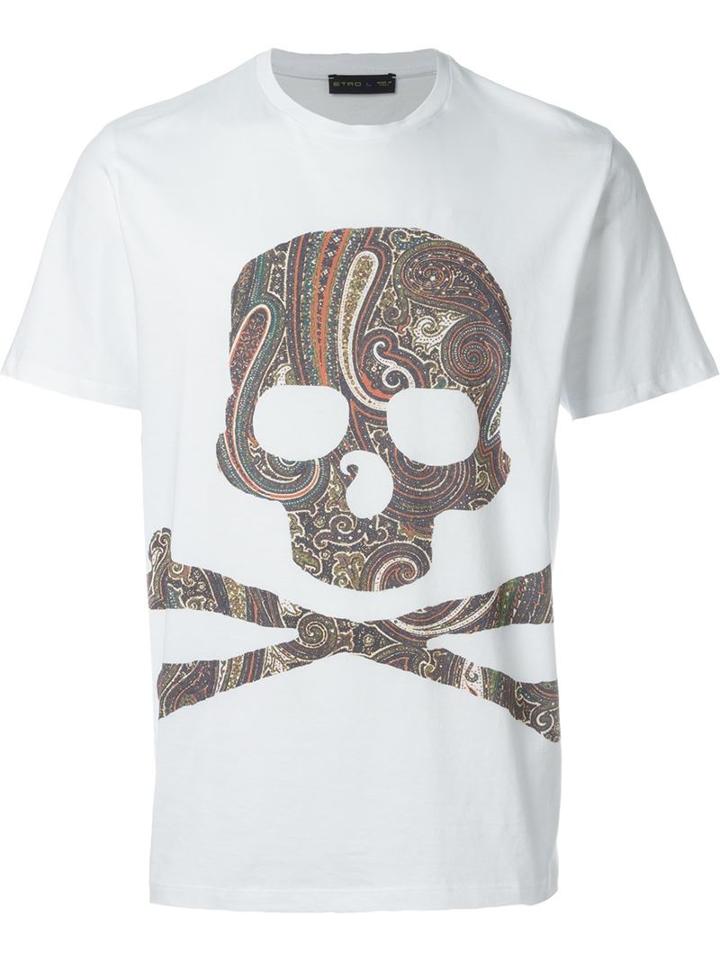 Etro Paisley Print Skull And Bones Patch T-shirt