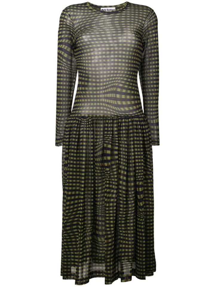 Molly Goddard Tegen Checked Dress - Green