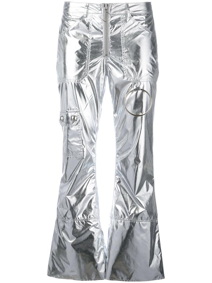 Marques'almeida - Metallic (grey) Cropped Trousers - Women - Polyester/acetate/cupro - Xs, Polyester/acetate/cupro