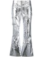 Marques'almeida - Metallic (grey) Cropped Trousers - Women - Polyester/acetate/cupro - Xs, Polyester/acetate/cupro