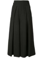 Milly Cropped Wide Leg Trousers - Black
