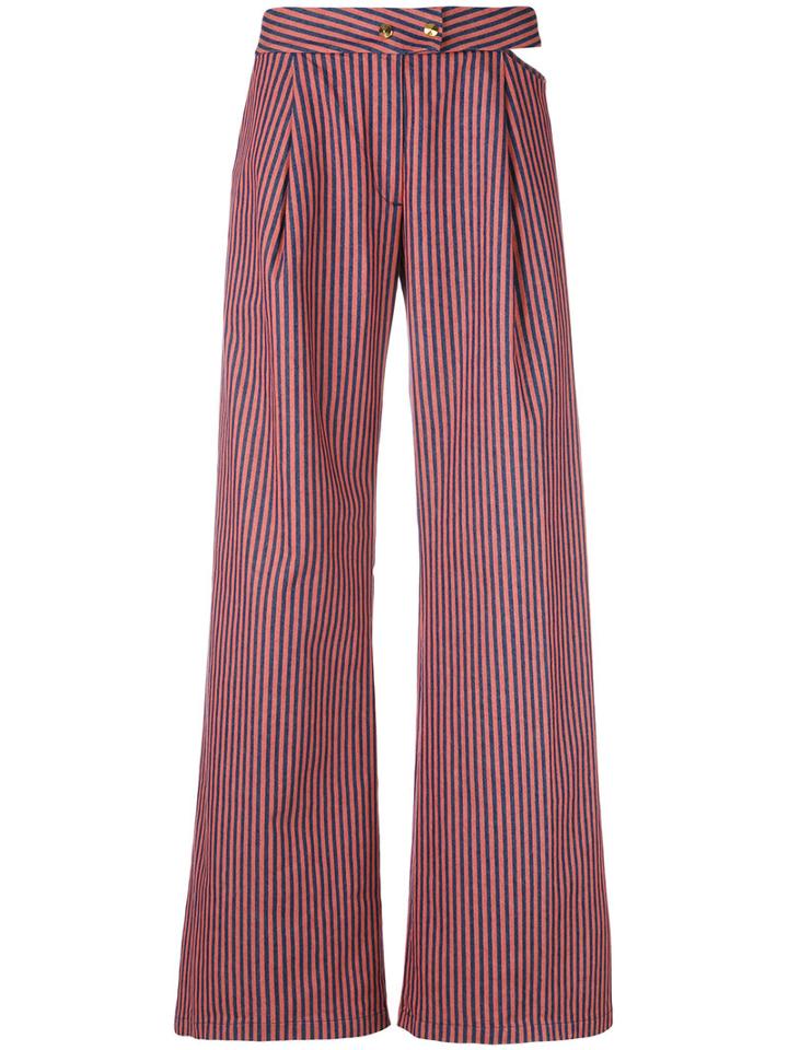 Cycle - Flared Striped Trousers - Women - Cotton/spandex/elastane - 29, Yellow/orange, Cotton/spandex/elastane