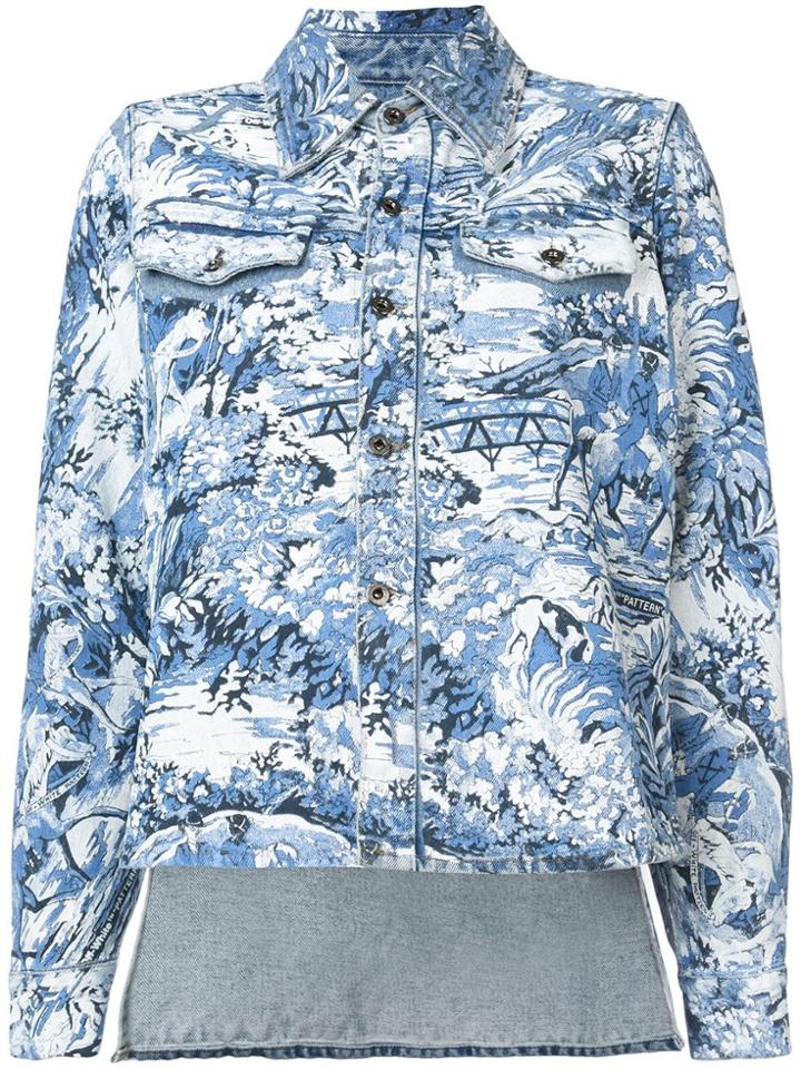 Off-white Printed Boxy Shirt - Blue