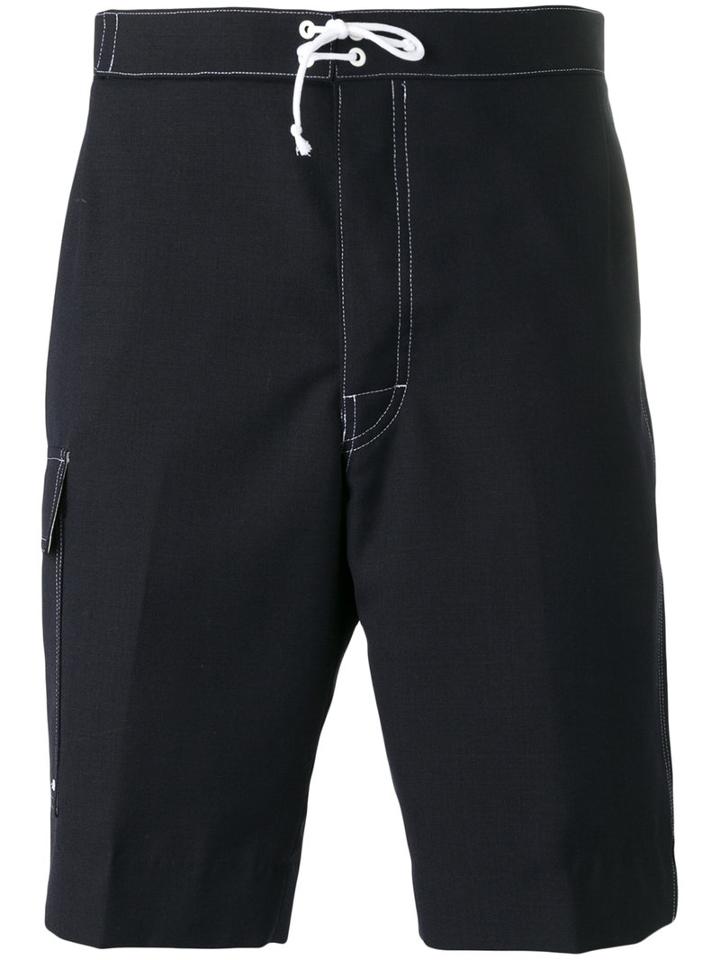 Thom Browne Drawstring Shorts, Men's, Size: 3, Blue, Wool/cupro