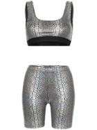Beth Richards Kim Snakeskin-print Top And Shorts Set - Metallic