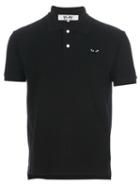 Comme Des Garçons Play Embroidered Heart Polo Shirt, Men's, Size: Xl, Black, Cotton