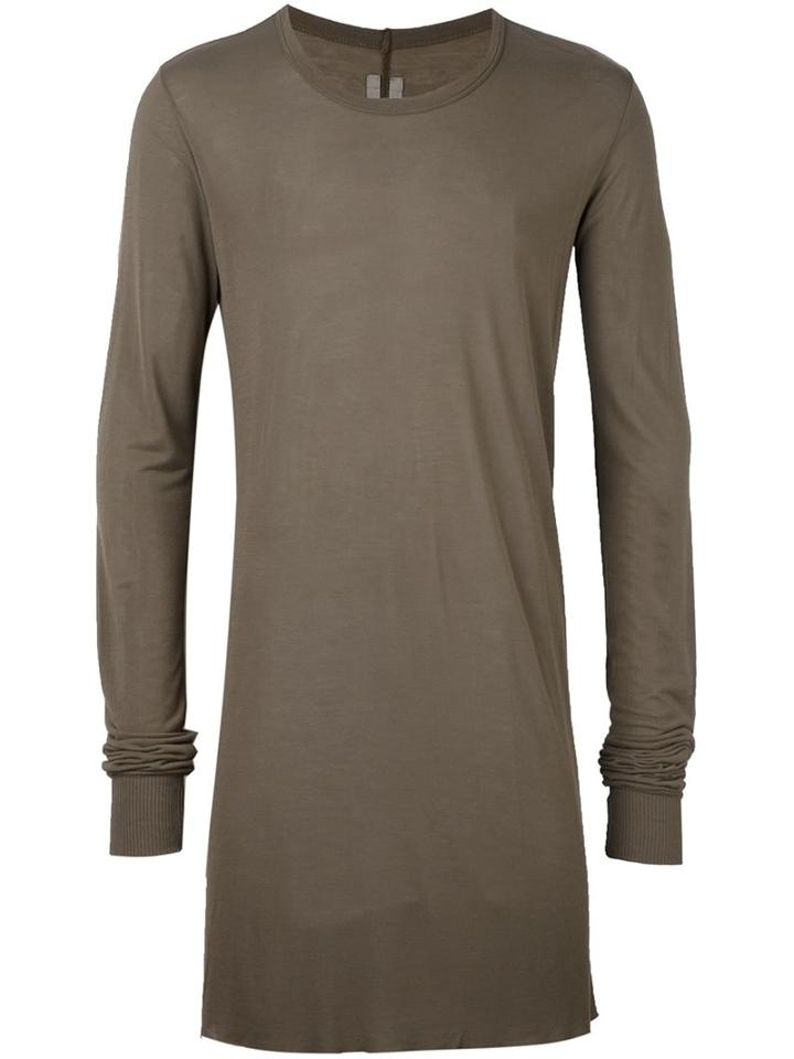 Rick Owens Long-length T-shirt, Men's, Size: Small, Grey, Silk/viscose