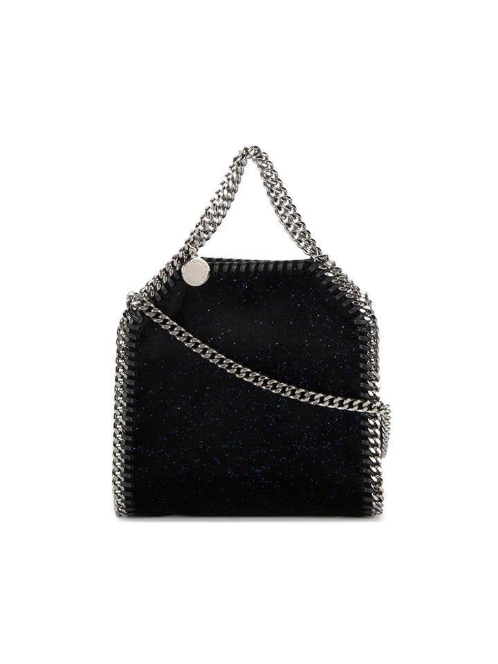 Stella Mccartney Mini Black Glitter Falabella Shoulder Bag