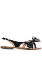 L'autre Chose Sequin Bow Flat Sandals - Black