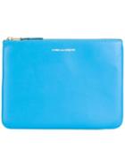 Comme Des Garçons Wallet Top Zip Clutch, Adult Unisex, Blue, Leather