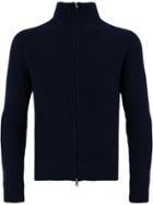 Lamberto Losani Ribbed Knit Zipped Cardigan - Blue