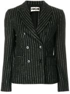 Hache Pinstripe Double Breasted Jacket - Black