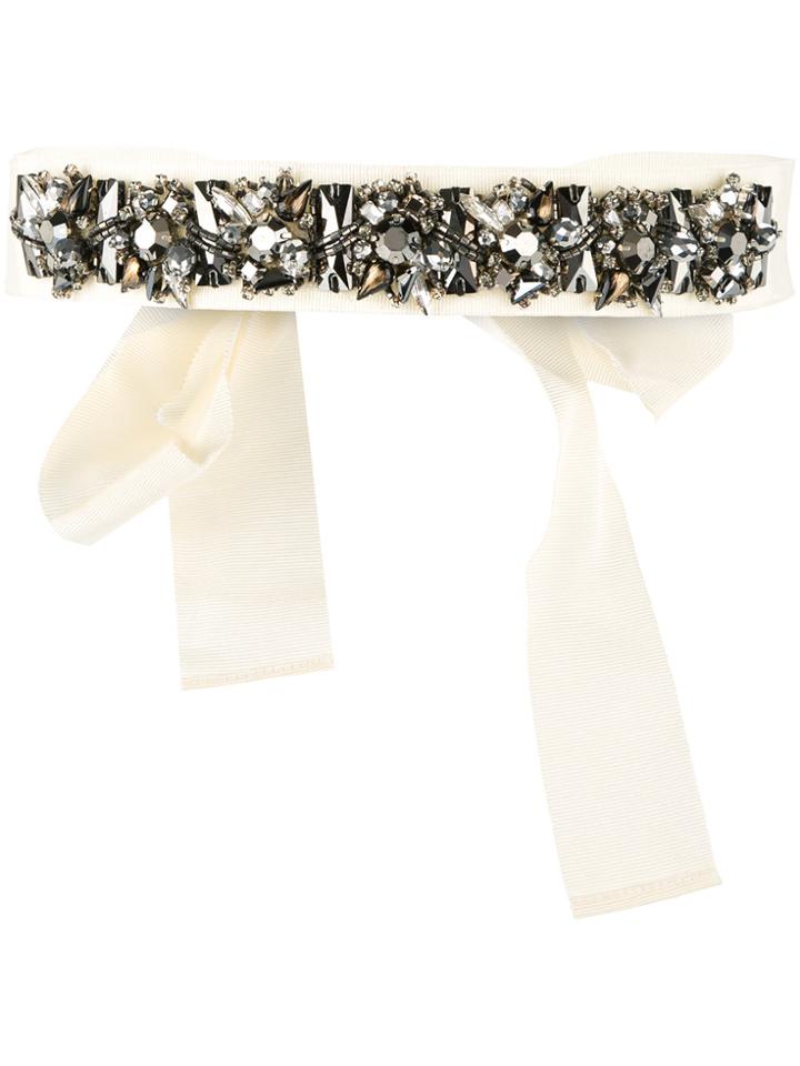 Dice Kayek Embellished Belt - White