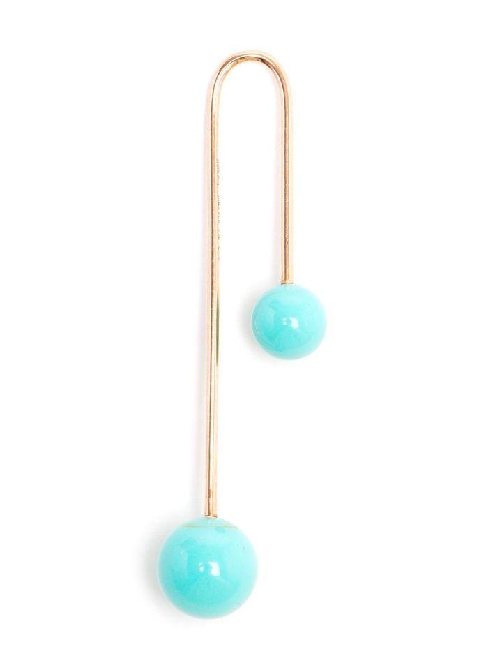 Asherali Knopfer Interchangeable Pearl And Rose Gold Bar Earring, Blue