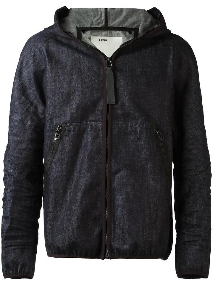 G-star Zip Up Denim Jacket, Men's, Size: Large, Blue, Cotton