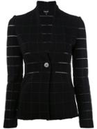 Giorgio Armani Grid Fitted Jacket, Women's, Size: 42, Black, Polyamide/polyester/spandex/elastane/viscose