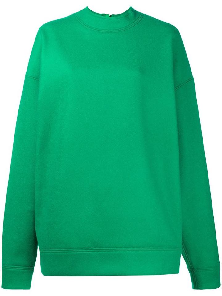 Marques'almeida Ruffle Sleeve Oversized Sweatshirt, Women's, Size: Small, Green, Polyester/wool