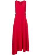 Tome - Lateral Lace-up Detail Dress - Women - Silk Crepe - 0, Red, Silk Crepe