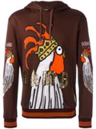 Dolce & Gabbana Sequin Print Hoodie, Men's, Size: 46, Brown, Glass/plastic/viscose/silk