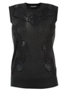 Dolce & Gabbana Lace Insert Knit Top, Women's, Size: 48, Black, Silk/cotton/polyamide/cashmere