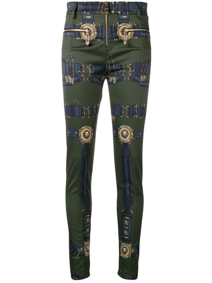 Versus Printed Slim Fit Trousers - Green