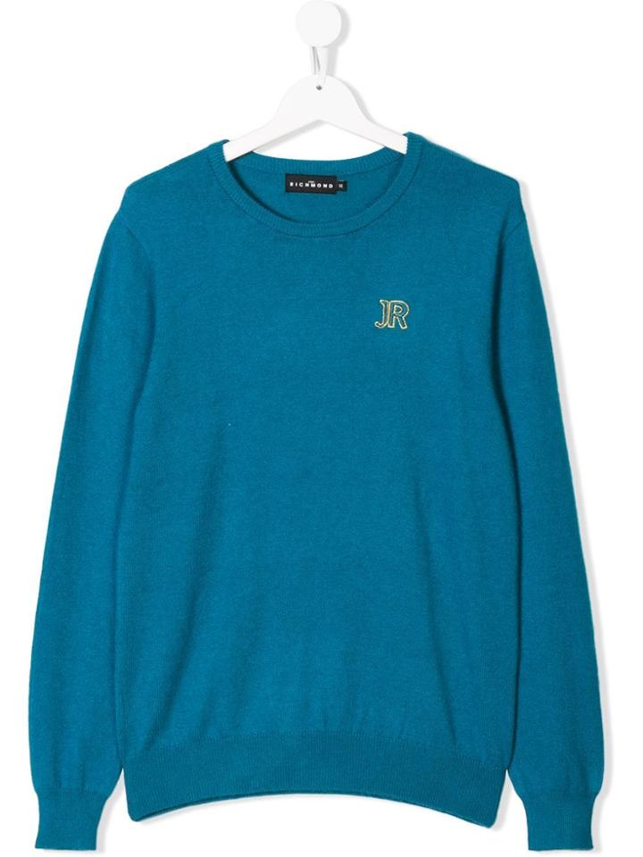 John Richmond Junior Teen Embroidered Monogram Jumper - Blue