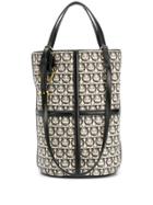 Salvatore Ferragamo Monogram Print Bucket Bag - Black