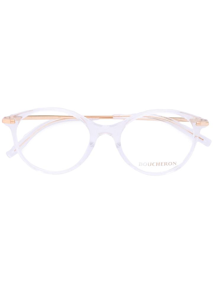 Boucheron - Oval Frame Glasses - Women - Acetate/metal - 50, White, Acetate/metal