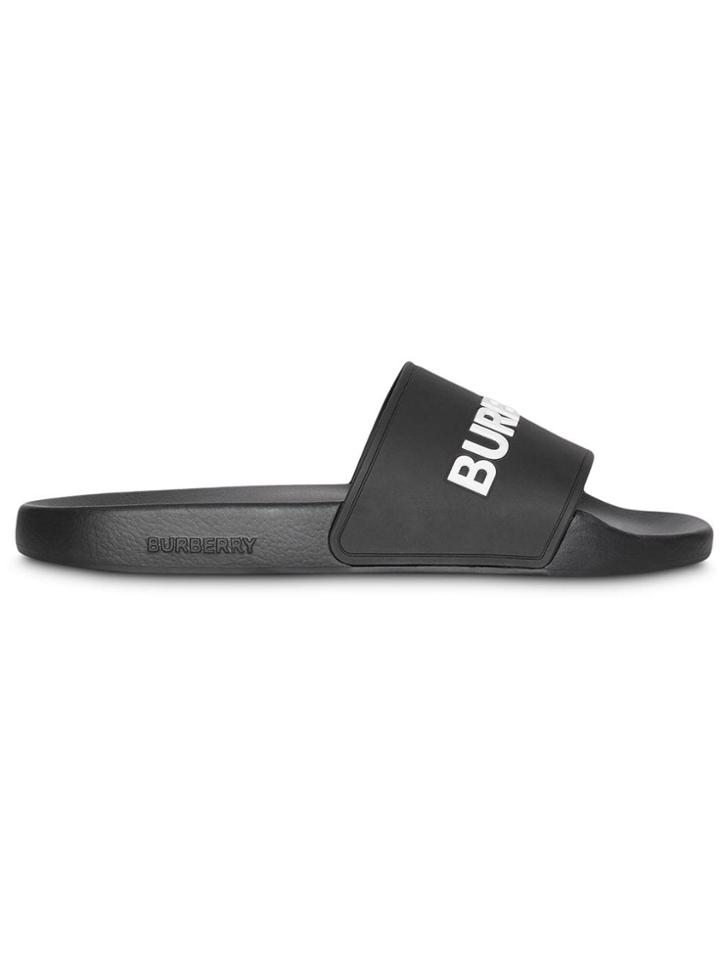 Burberry Kingdom Motif Slides - Black