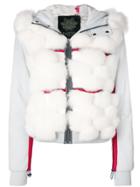 Mr & Mrs Italy Fox Fur Panelled Bomber Jacket - Grey