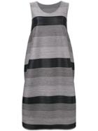 Pleats Please By Issey Miyake Horizontal-striped Dress - Grey