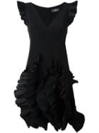 Capucci Ruffled Effect V-neck Dress, Women's, Size: 40, Black, Silk