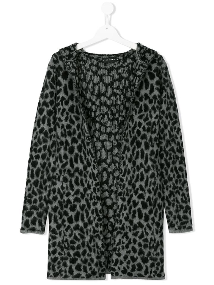 John Richmond Kids Leopard Cardi-coat - Grey