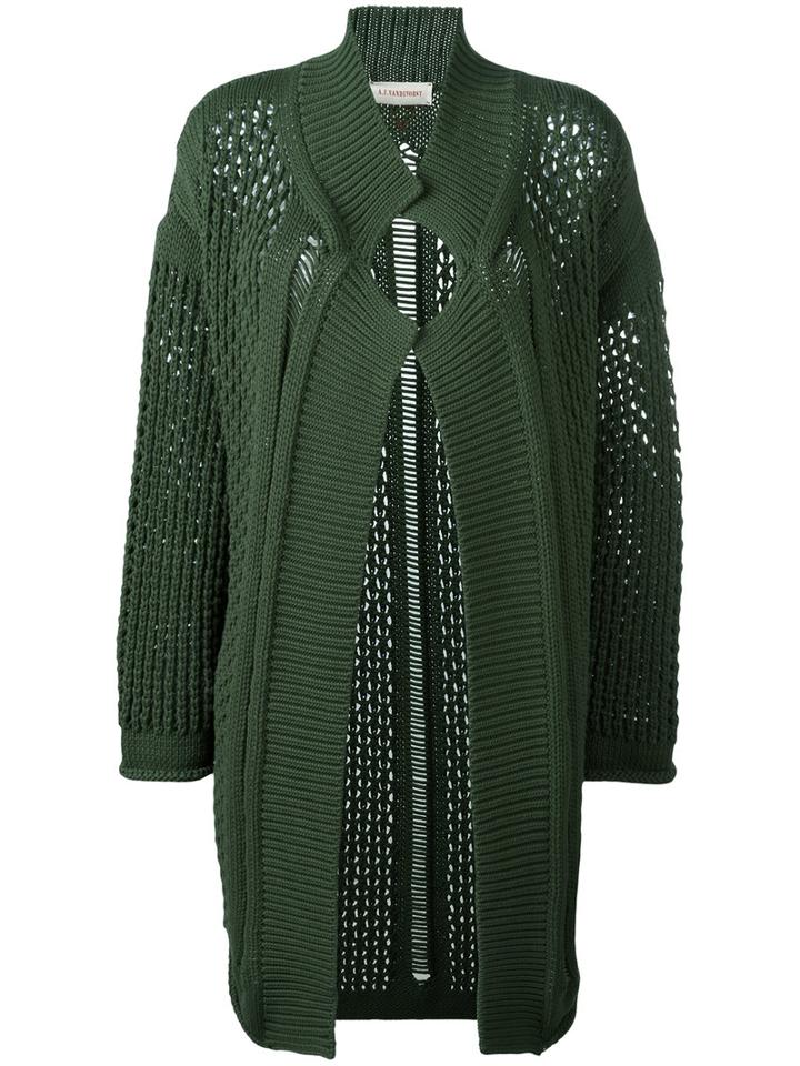 A.f.vandevorst Open-knit Cardigan, Women's, Size: 36, Green, Cotton/polyamide